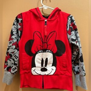 Disney Store Minnie Mouse Zip Up Hooded Sweatshirt Size 4